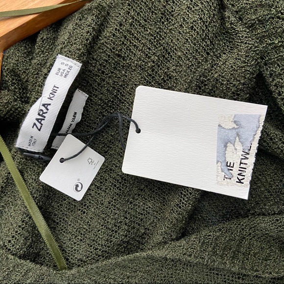 Zara Knit Green Italian Yarn Three Quarter Sleeve Lagenlook Sweater NWT BB - Picture 3 of 5